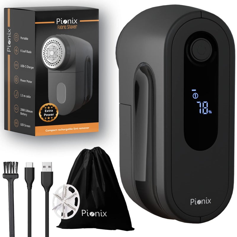 Pionix Fabric Shaver & Electric Lint Remover for Clothes - 2000 mAh Rechargeable Lint Shaver - Sweater Shavers to Remove Pilling - Fuzz Remover for Couch/Furniture Powerful Motor Speed 9000 RPM - Image 2